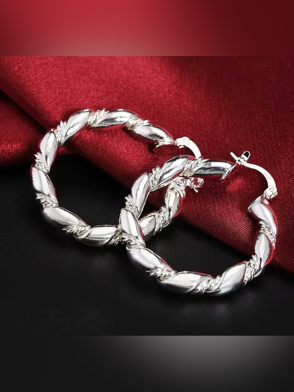 .925 High Quality Sterling Silver Twisted Hoop Earrings
